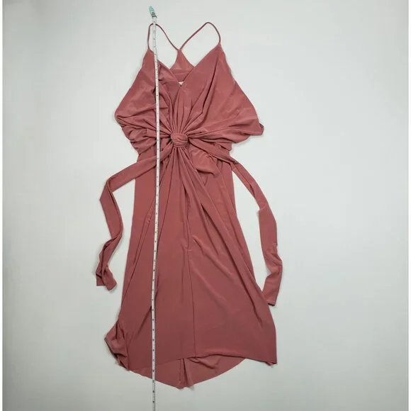 MISA Los Angeles Domino Draped Mini Dress Womens XS Blush Rose Warm Weather Glam - Picture 6 of 16